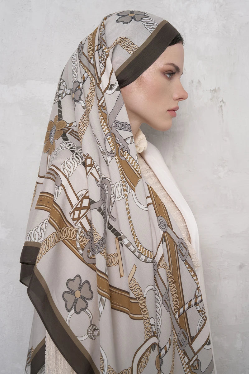 Floş Viskon Şal Sandle Desen - Bej