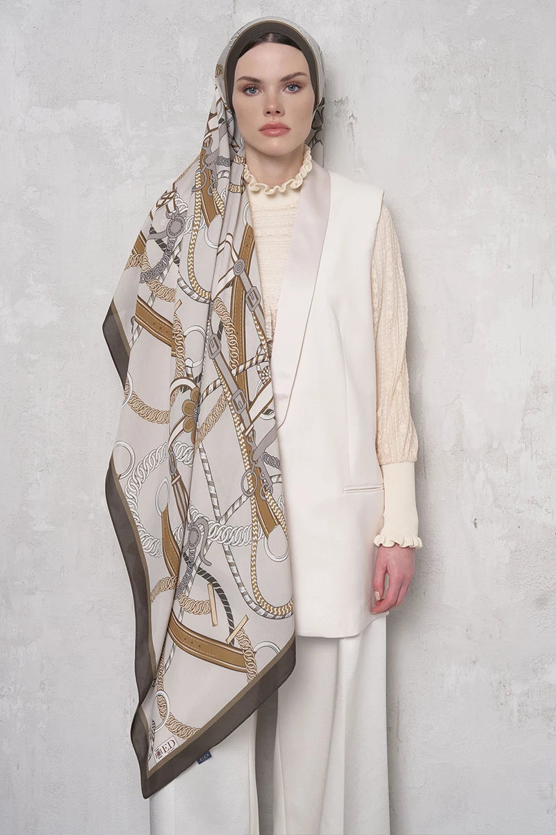 Floş Viskon Şal Sandle Desen - Bej