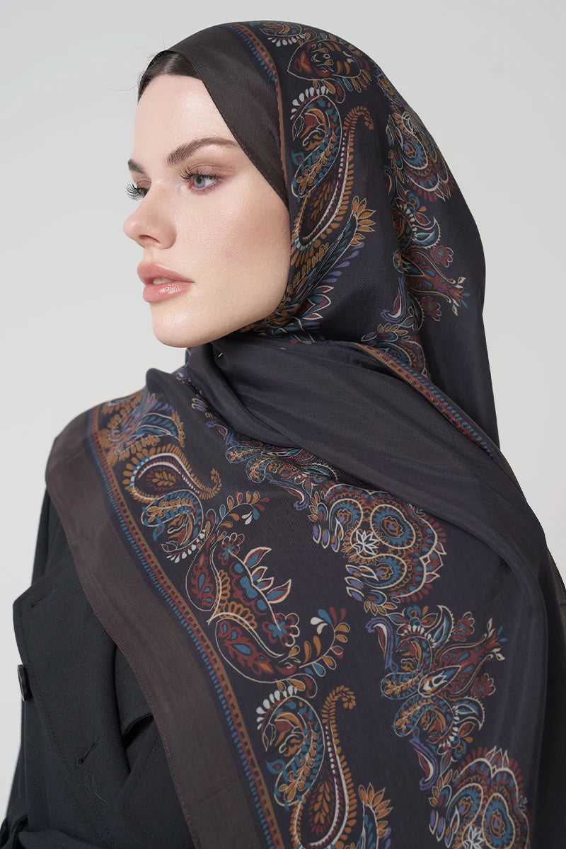 Floş Viskon Şal Sheer Desen - Acı Kahve