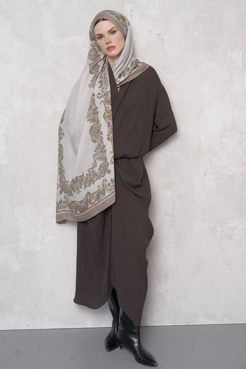 Floş Viskon Şal Sheer Desen - Bej