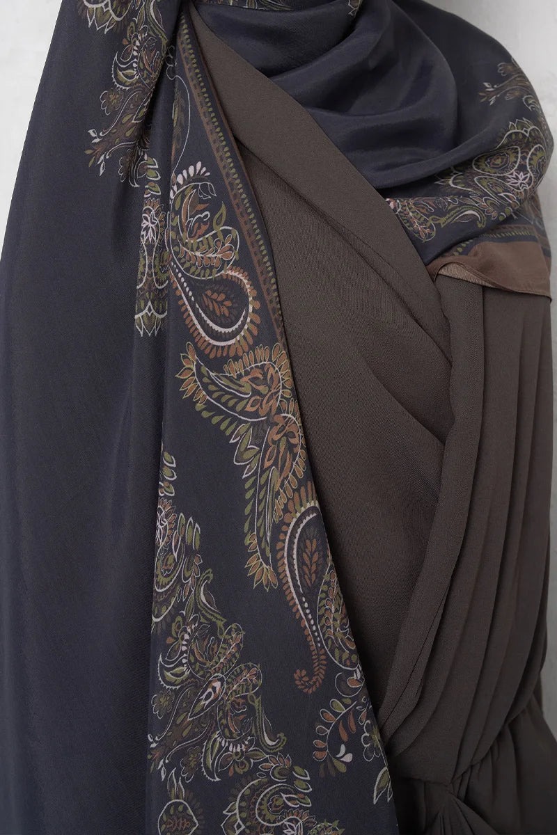 Floss Viscose Shawl Sheer Pattern - Brown