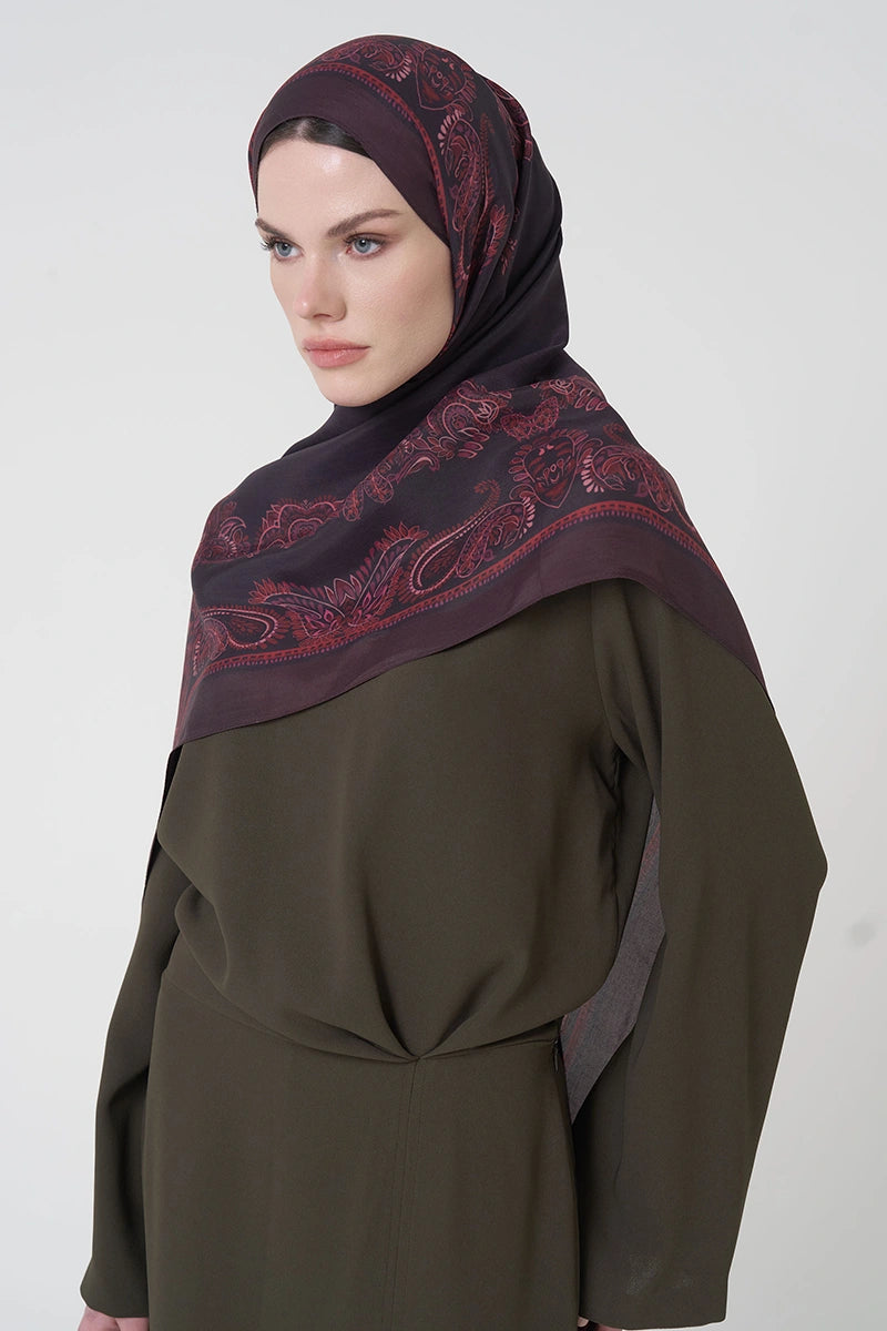 Floş Viskon Şal Sheer Desen - Mürdüm