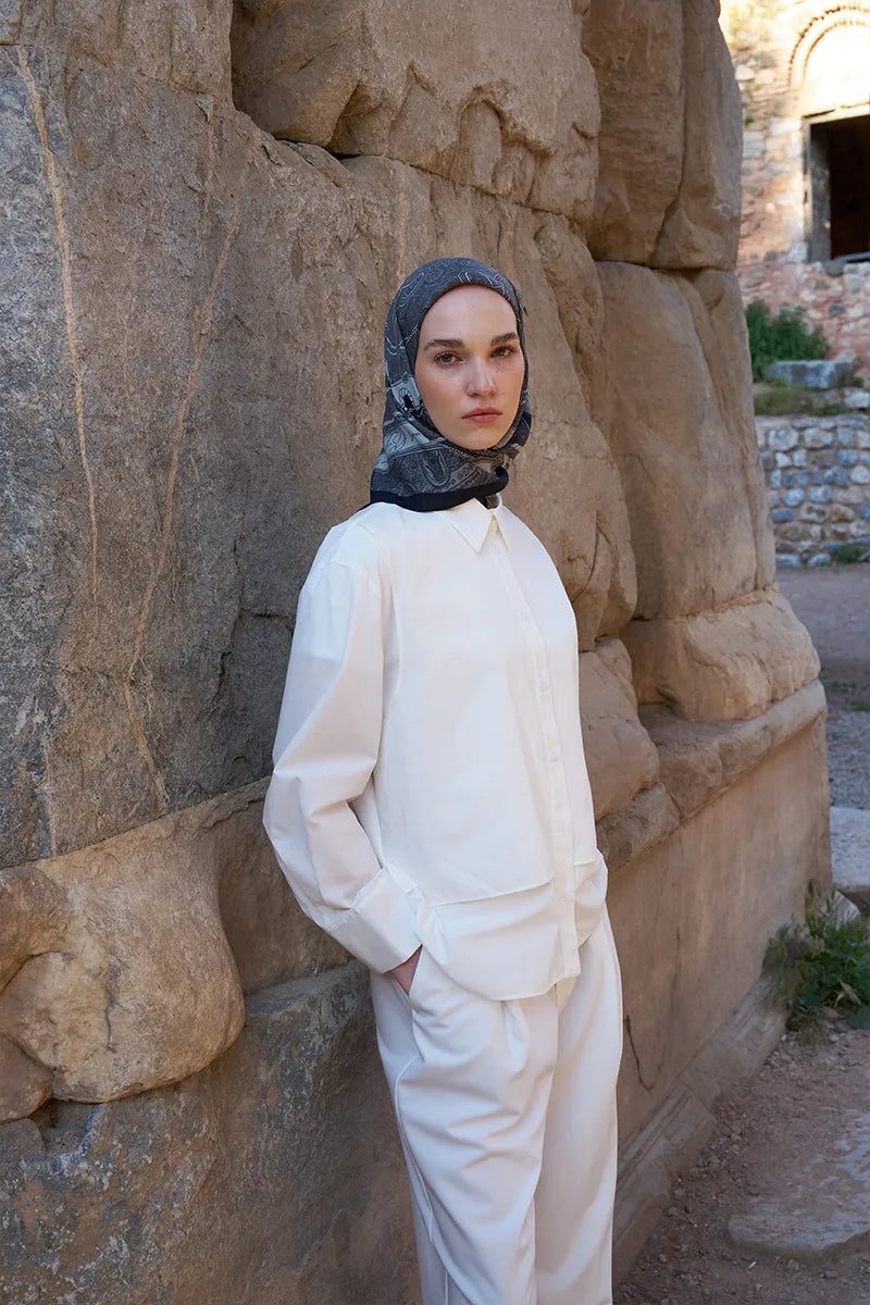 Glaze Braid Pattern Scarf - Black