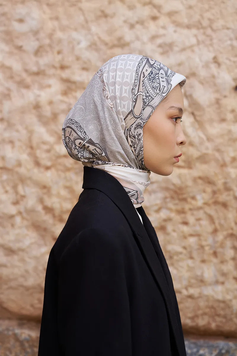 Glaze Chain Desen Eşarp - Bej