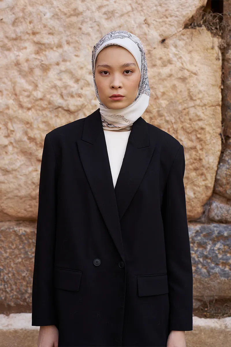 Glaze Chain Desen Eşarp - Bej