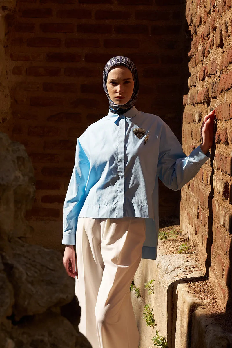 Glaze Chain Desen Eşarp - Lacivert