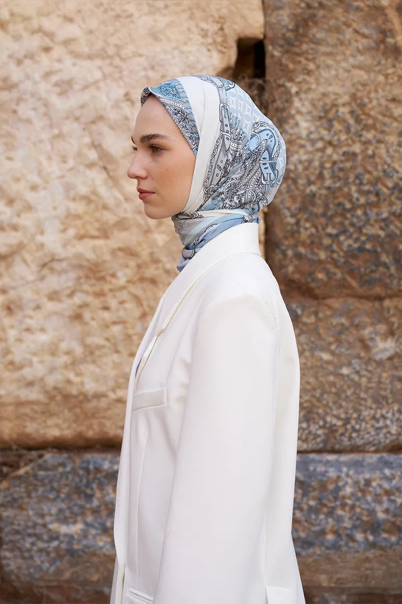 Glaze Chain Desen Eşarp - Mavi