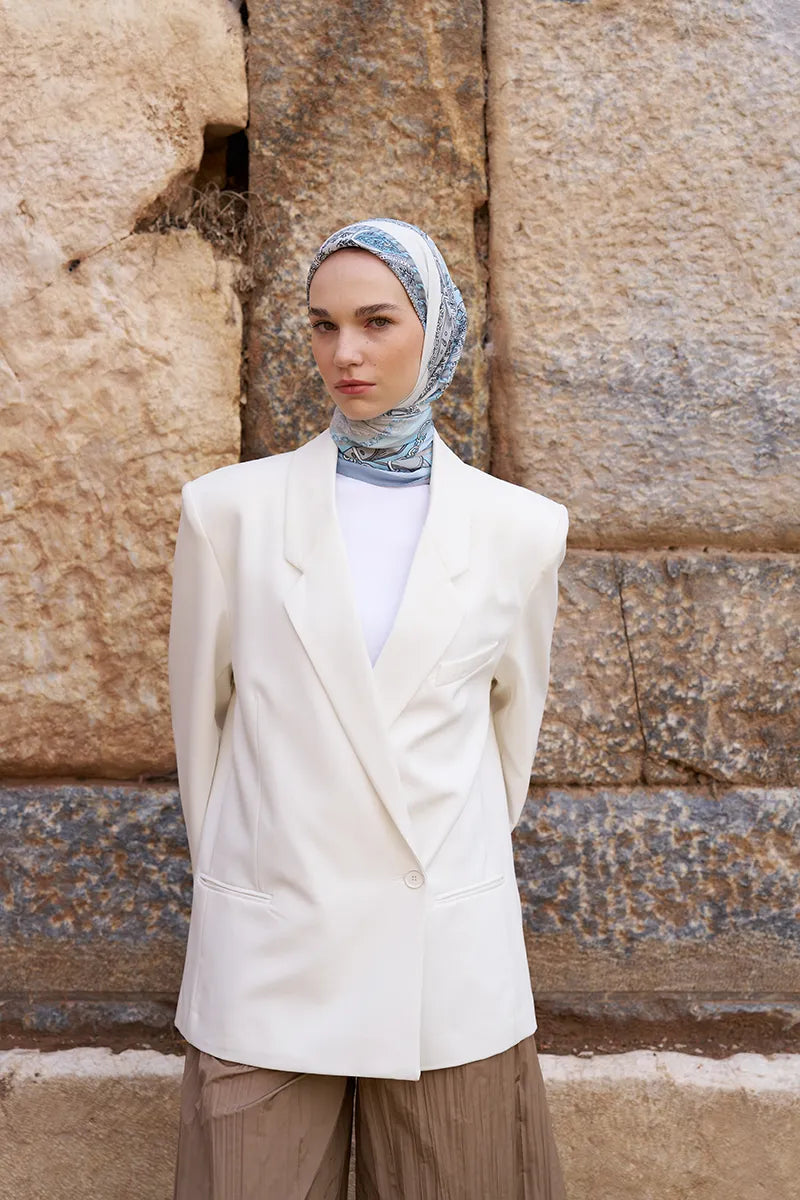 Glaze Chain Desen Eşarp - Mavi