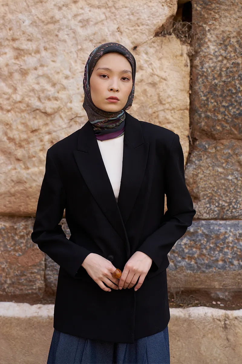 Glaze Chain Desen Eşarp - Mor