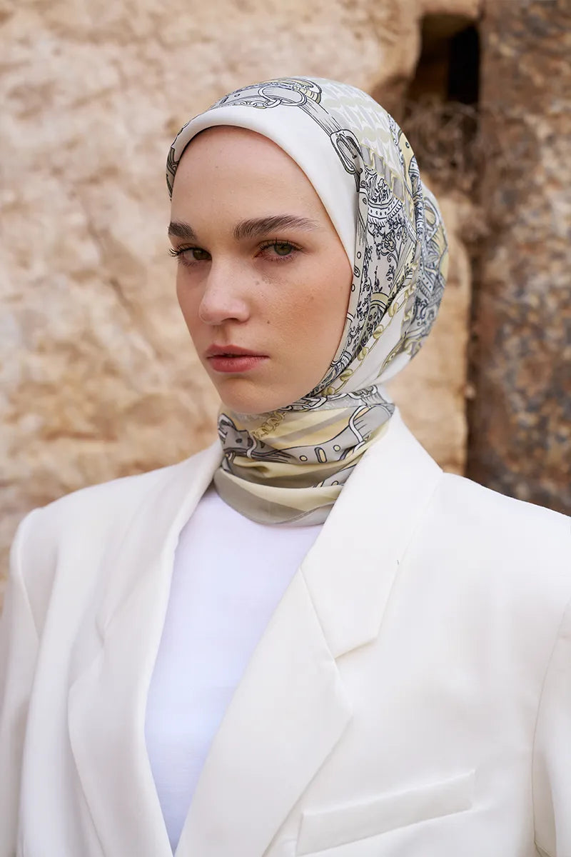 Glaze Chain Desen Eşarp - Sarı