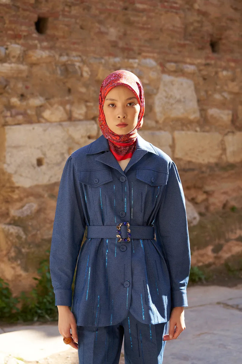 Glaze Endless Pattern Scarf - Red