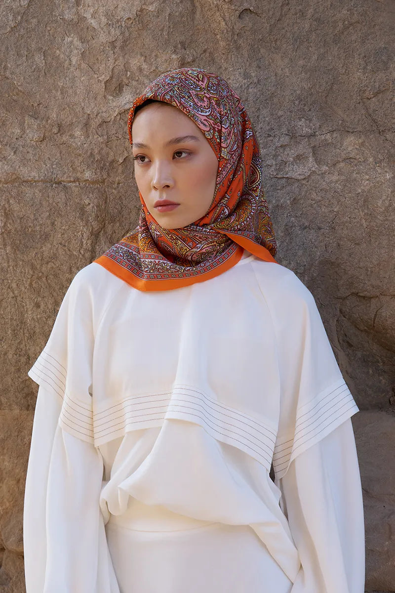 Glaze Endless Pattern Scarf - Orange