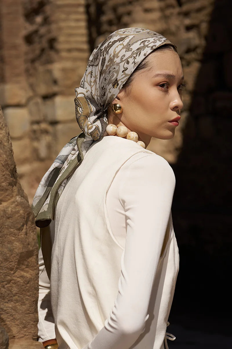 Glaze Mistral Desen Eşarp - Bej