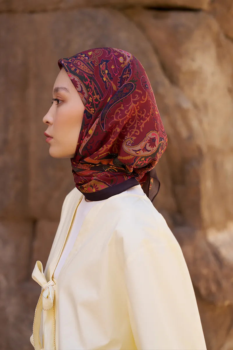 Glaze Mistral Desen Eşarp - Kahverengi