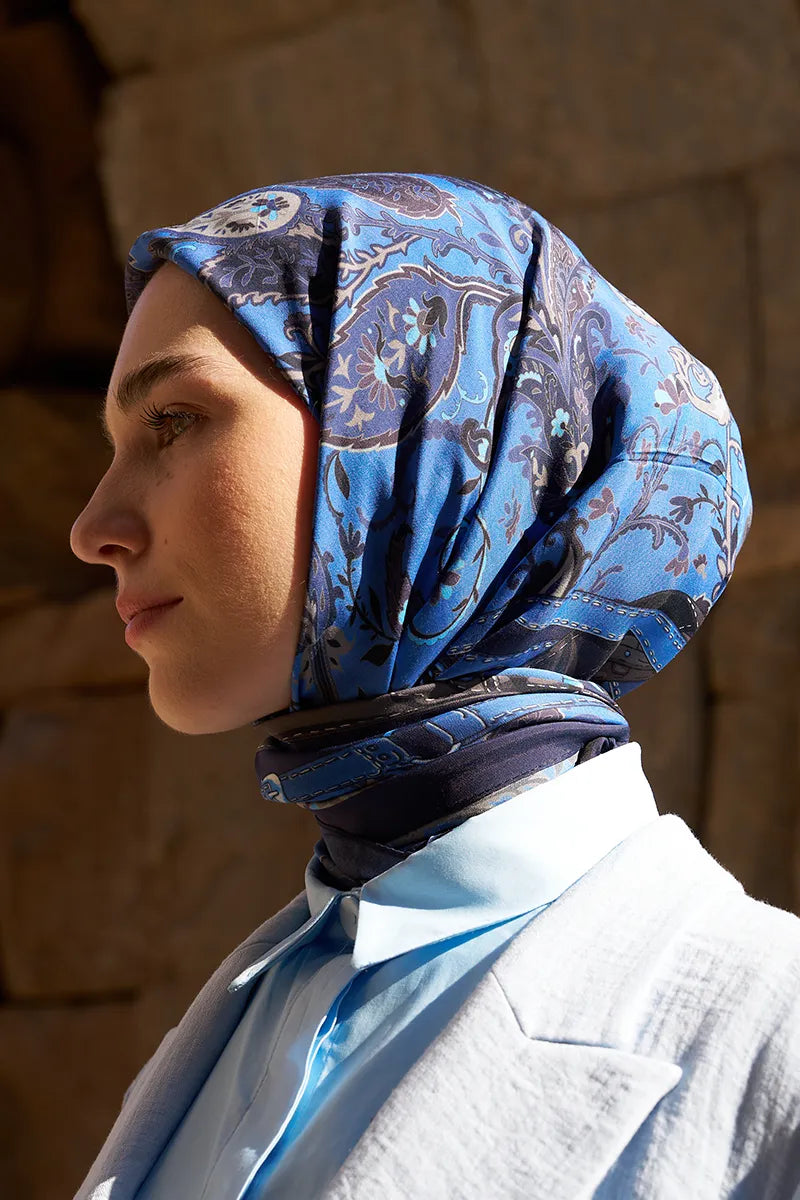 Glaze Mistral Desen Eşarp - Lacivert