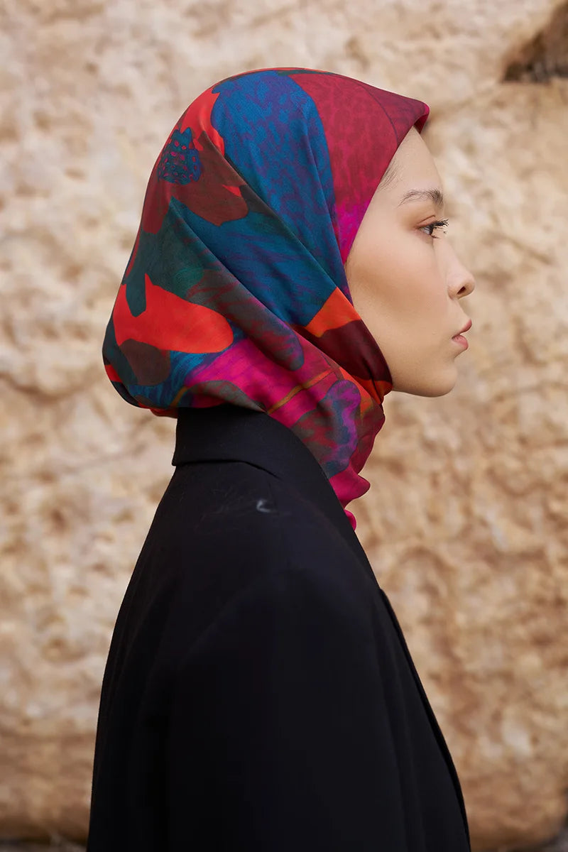 Glaze Vase Pattern Scarf - Red