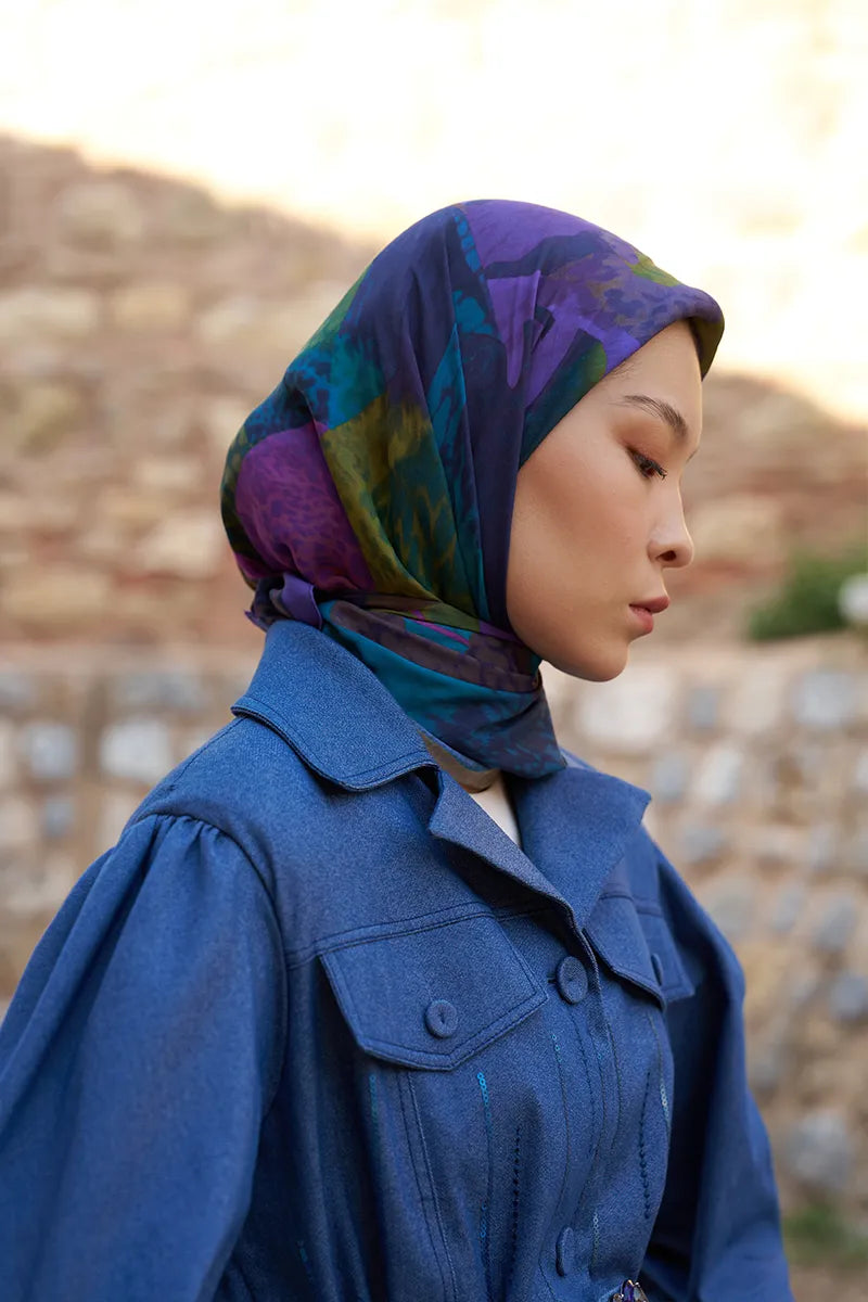 Glaze Vase Desen Eşarp - Mor