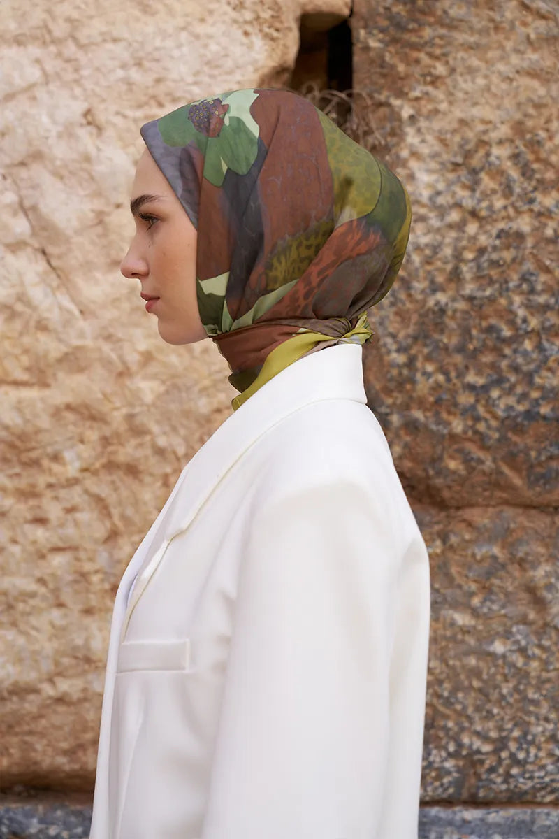 Glaze Vase Desen Eşarp - Yeşil