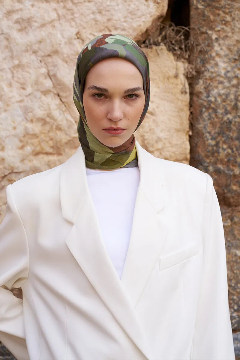 Glaze Vase Desen Eşarp - Yeşil