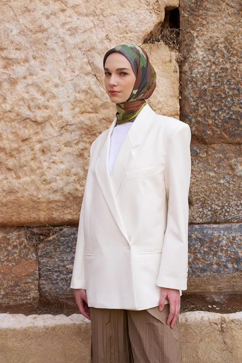 Glaze Vase Desen Eşarp - Yeşil