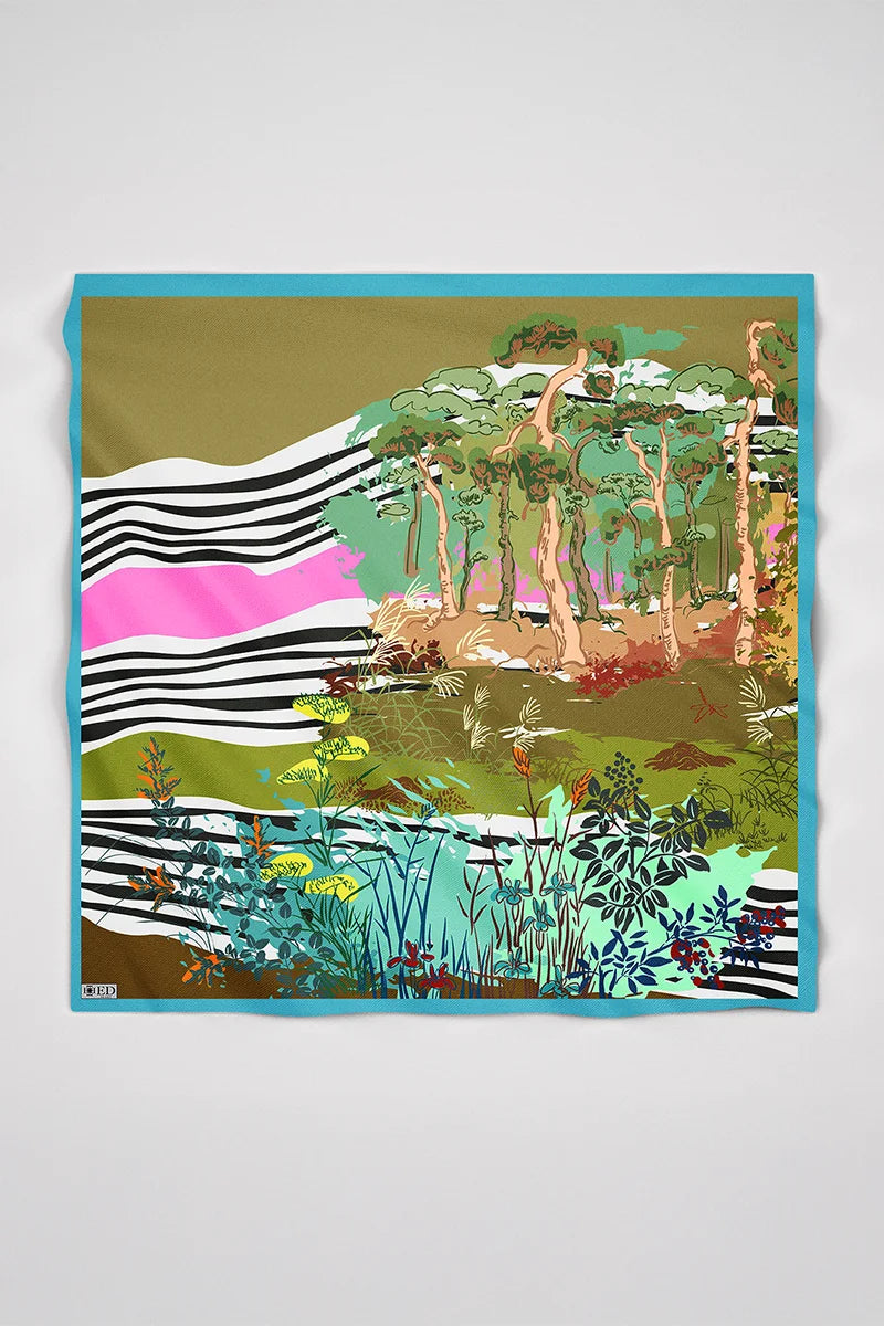 Glaze Botanic Desen Eşarp - Cam Göbeği