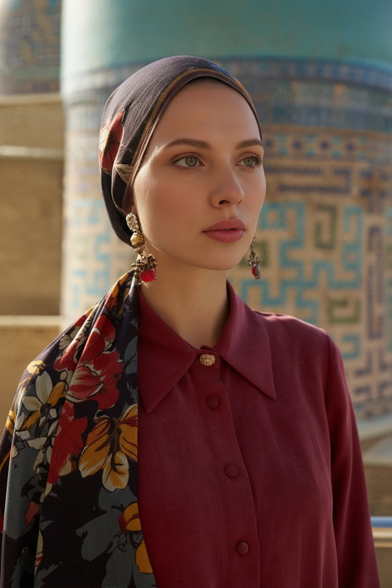 Gülzar Yün İpek Şal - Siyah