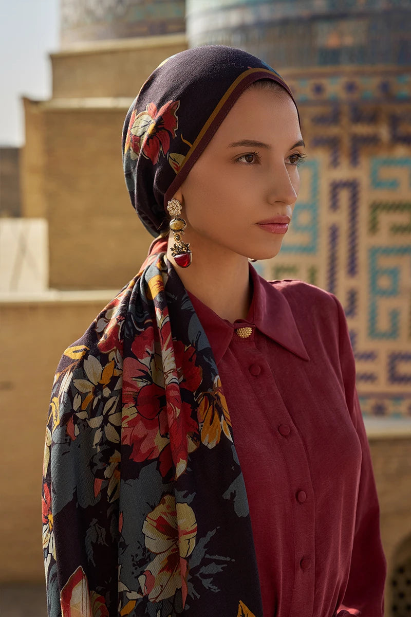 Gülzar Yün İpek Şal - Siyah