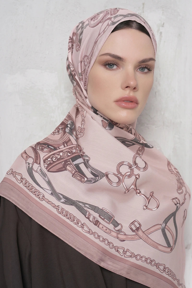 Floş Viskon Şal Harness Desen - Pembe