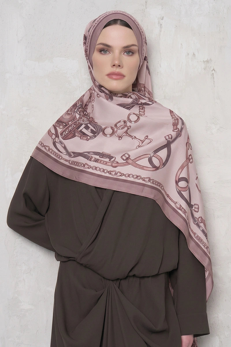 Floş Viskon Şal Harness Desen - Pembe