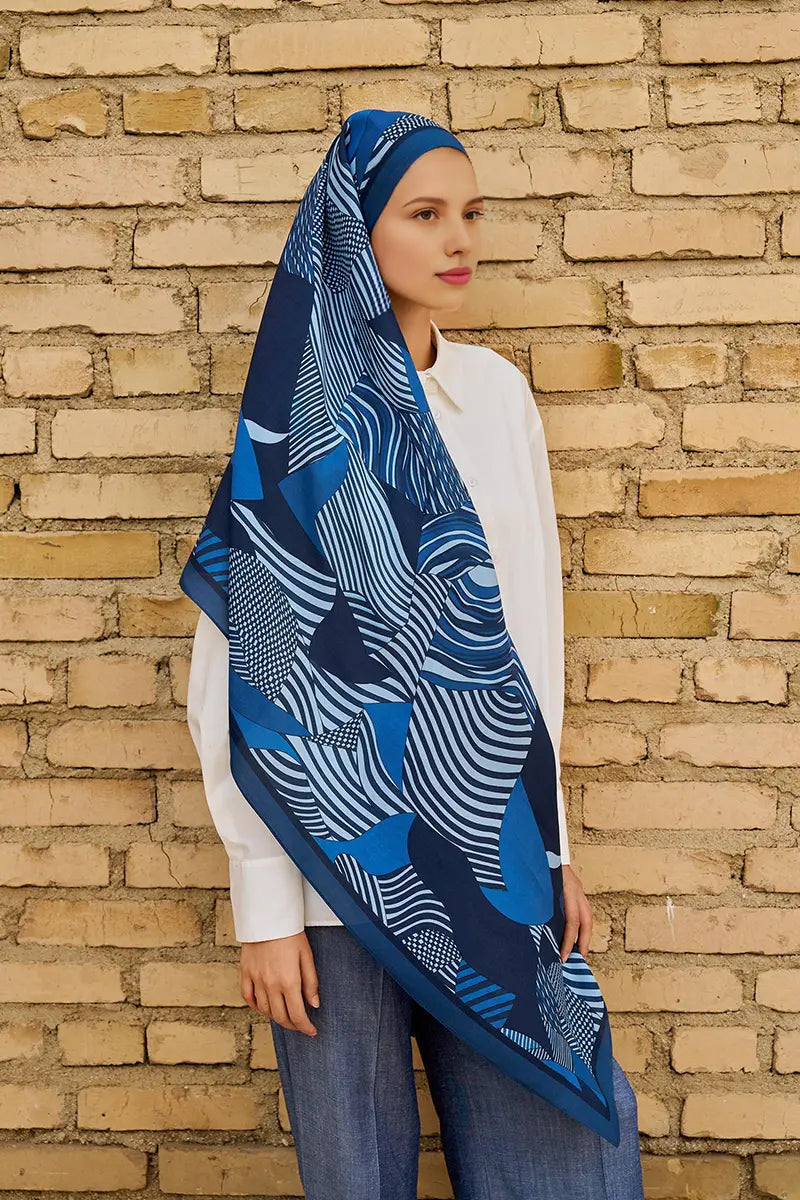 Hazel Floss Viscose Shawl - Navy Blue