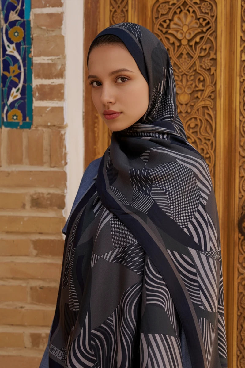 Hazel Floş Viskon Şal - Siyah