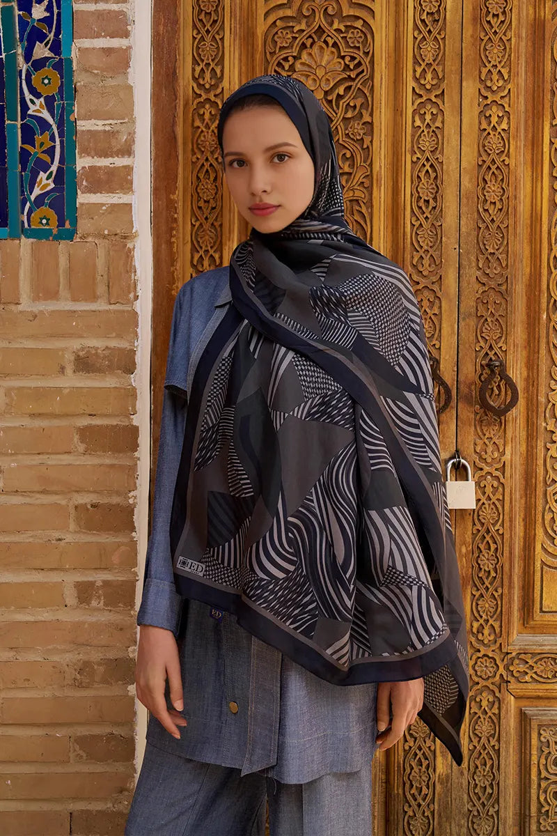 Hazel Floş Viskon Şal - Siyah