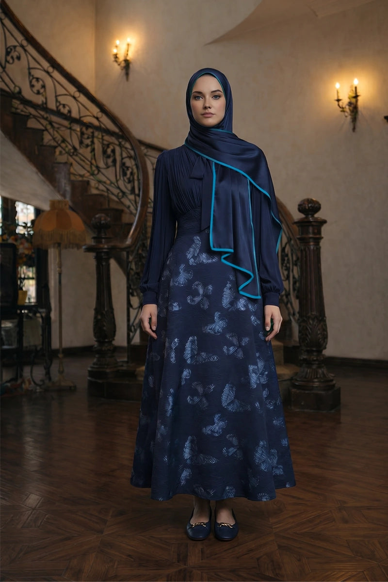 Inspired Degrade Desen Şal - Lacivert