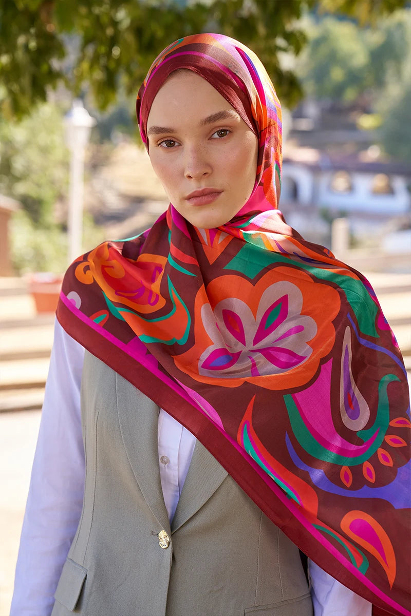 Inspired Density Pattern Shawl - Burgundy