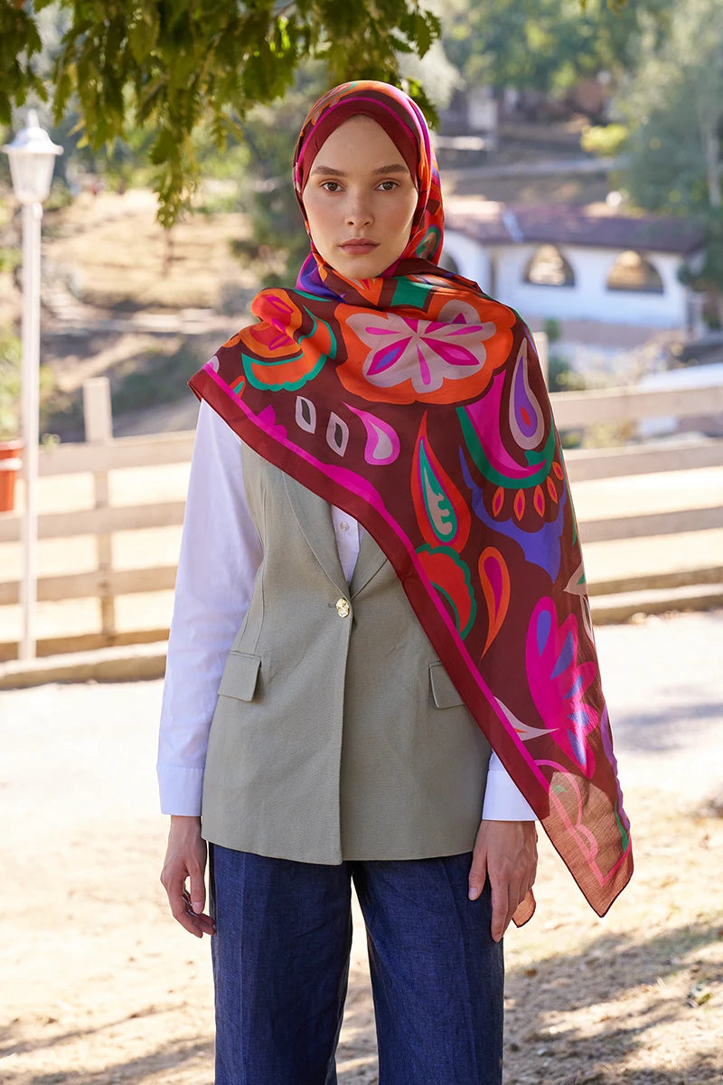 Inspired Density Pattern Shawl - Burgundy