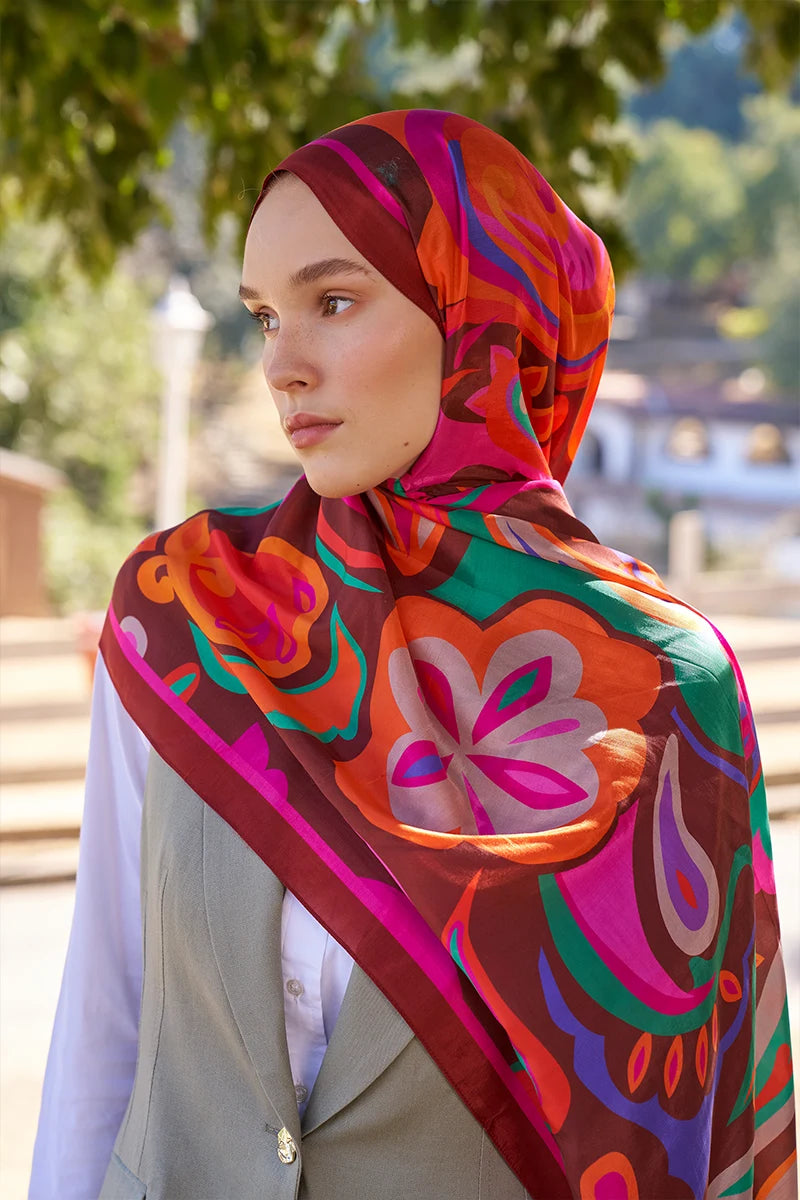 Inspired Density Pattern Shawl - Burgundy