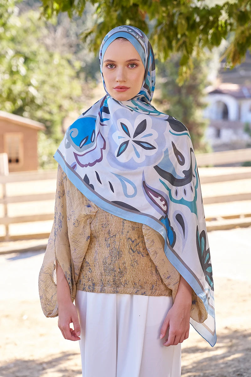 Inspired Density Pattern Shawl - Blue