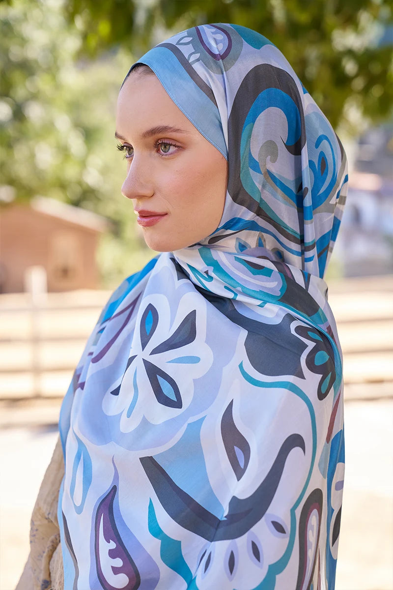 Inspired Density Pattern Shawl - Blue