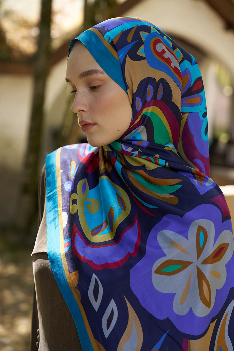 Inspired Density Pattern Shawl - Petrol