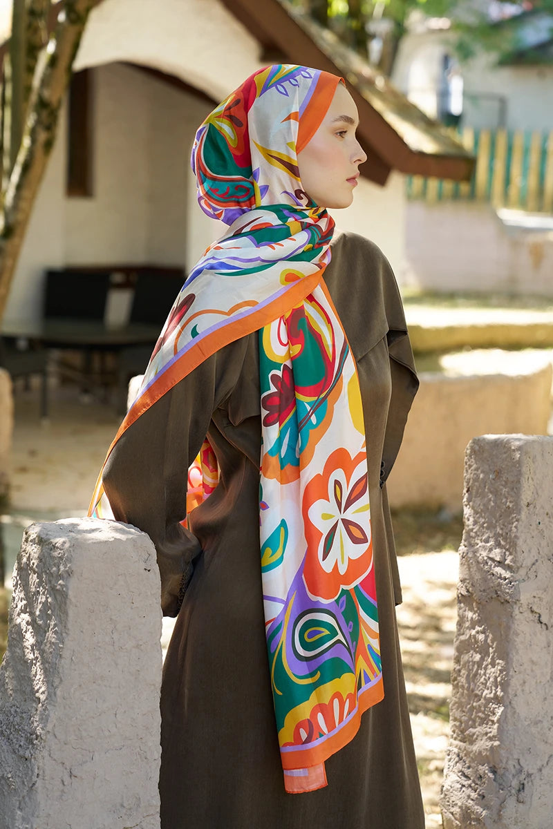 Inspired Density Pattern Shawl - Orange