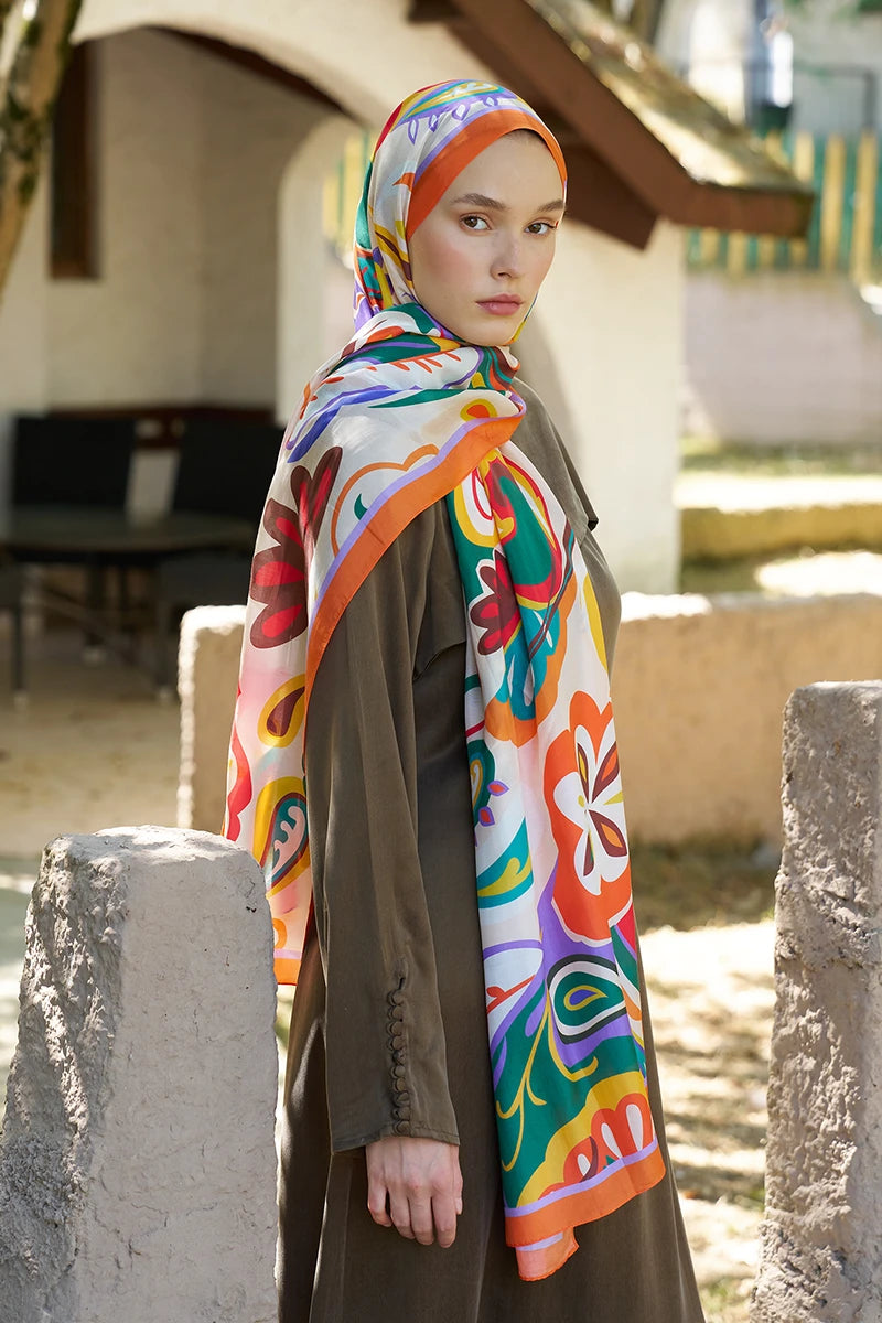 Inspired Density Pattern Shawl - Orange