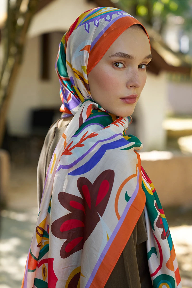 Inspired Density Pattern Shawl - Orange