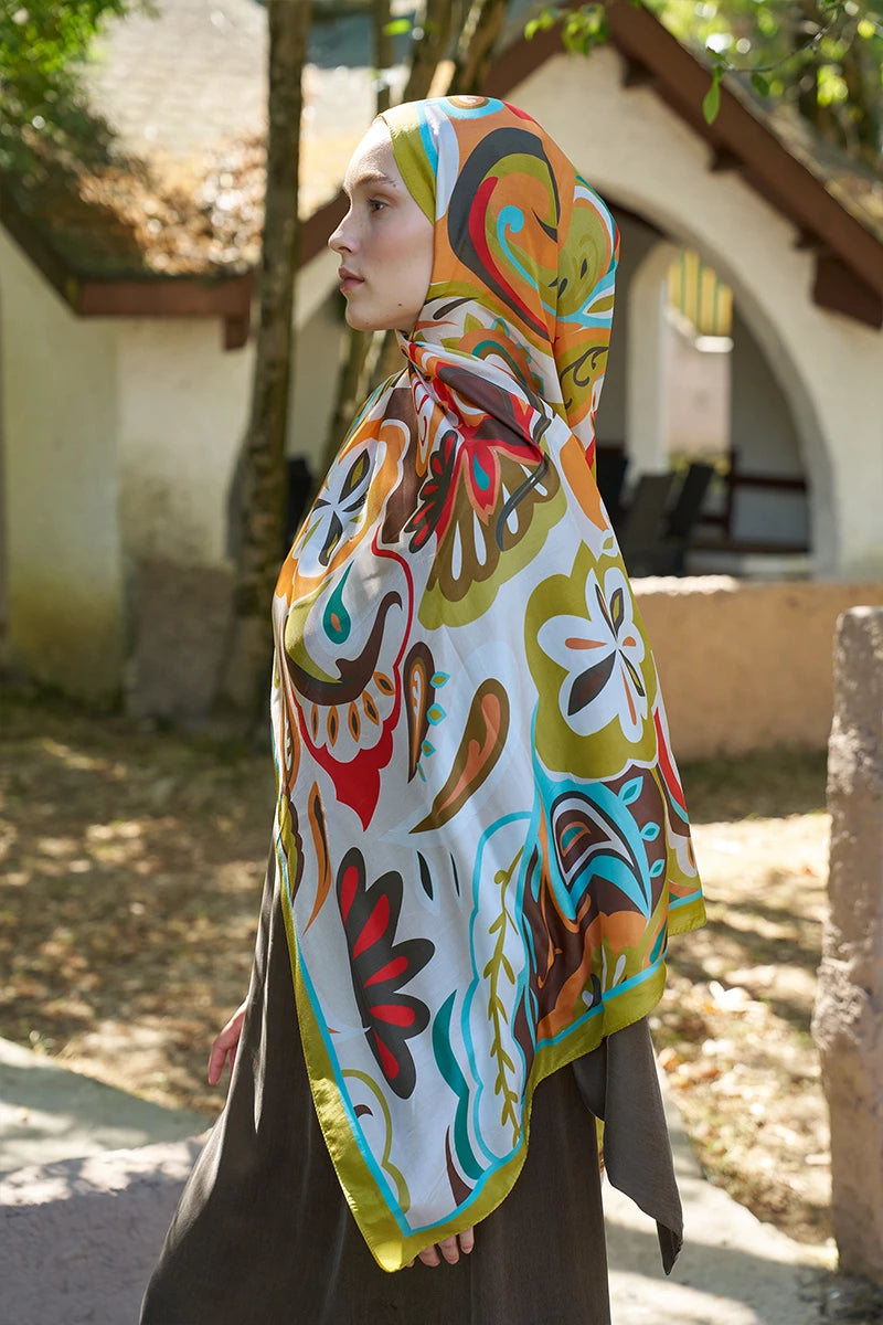 Inspired Density Pattern Shawl - Olive Green