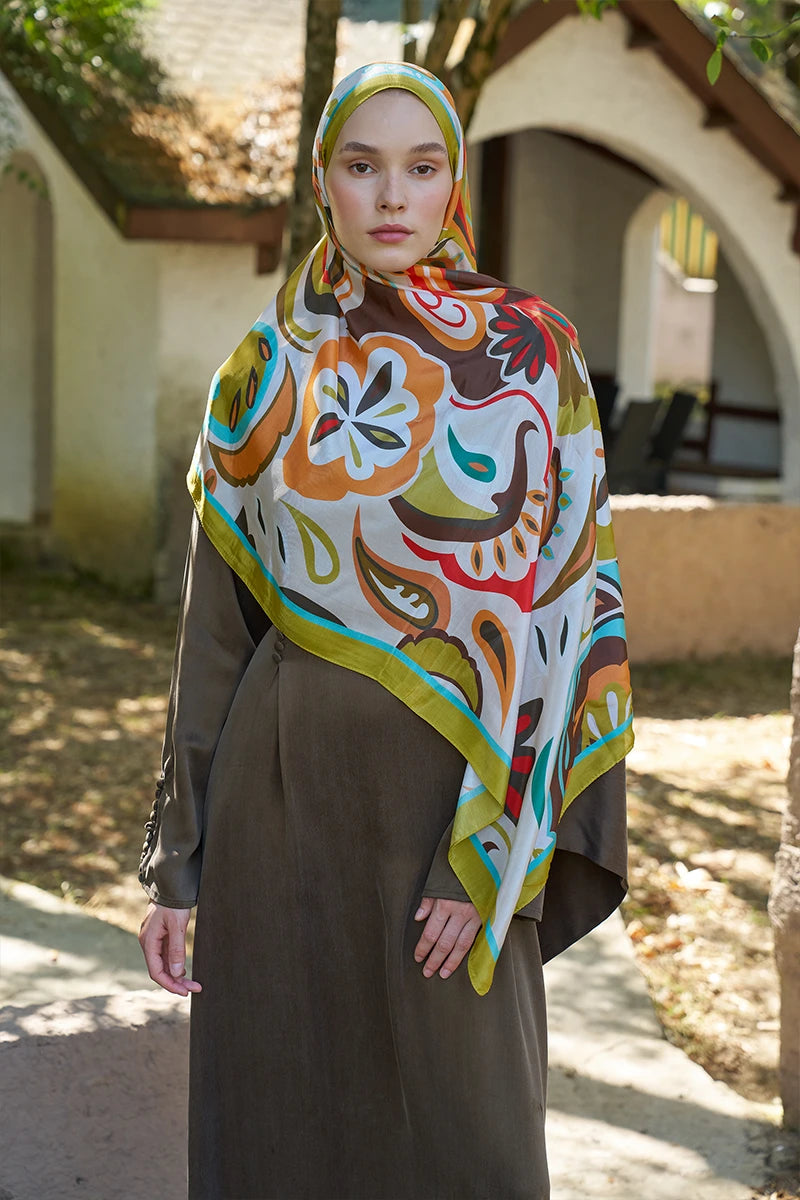 Inspired Density Pattern Shawl - Olive Green