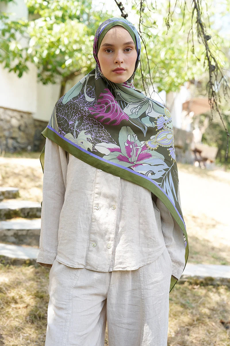 Inspired Fierra Pattern Shawl - Khaki