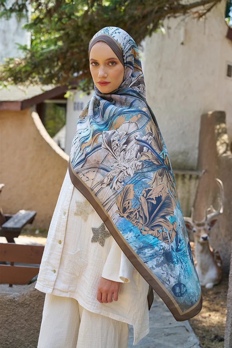 Inspired Marine Pattern Shawl - Brown