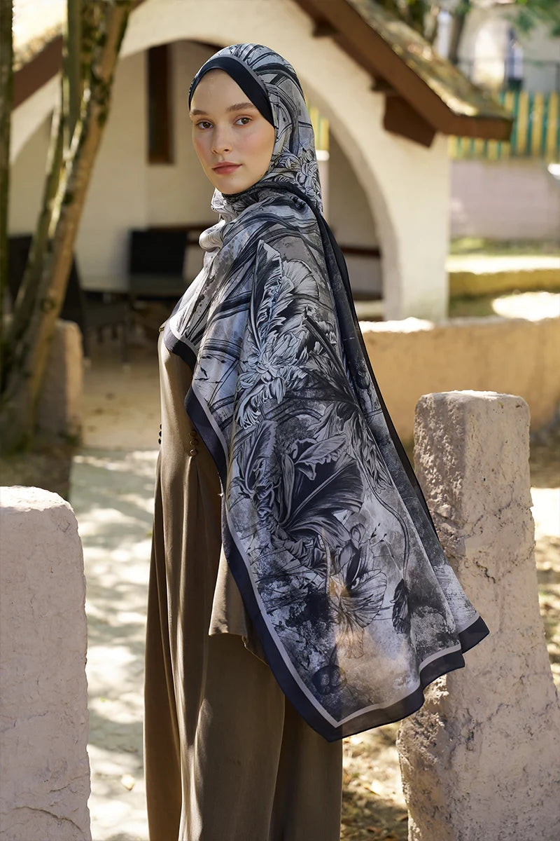 Inspired Marine Pattern Shawl - Black