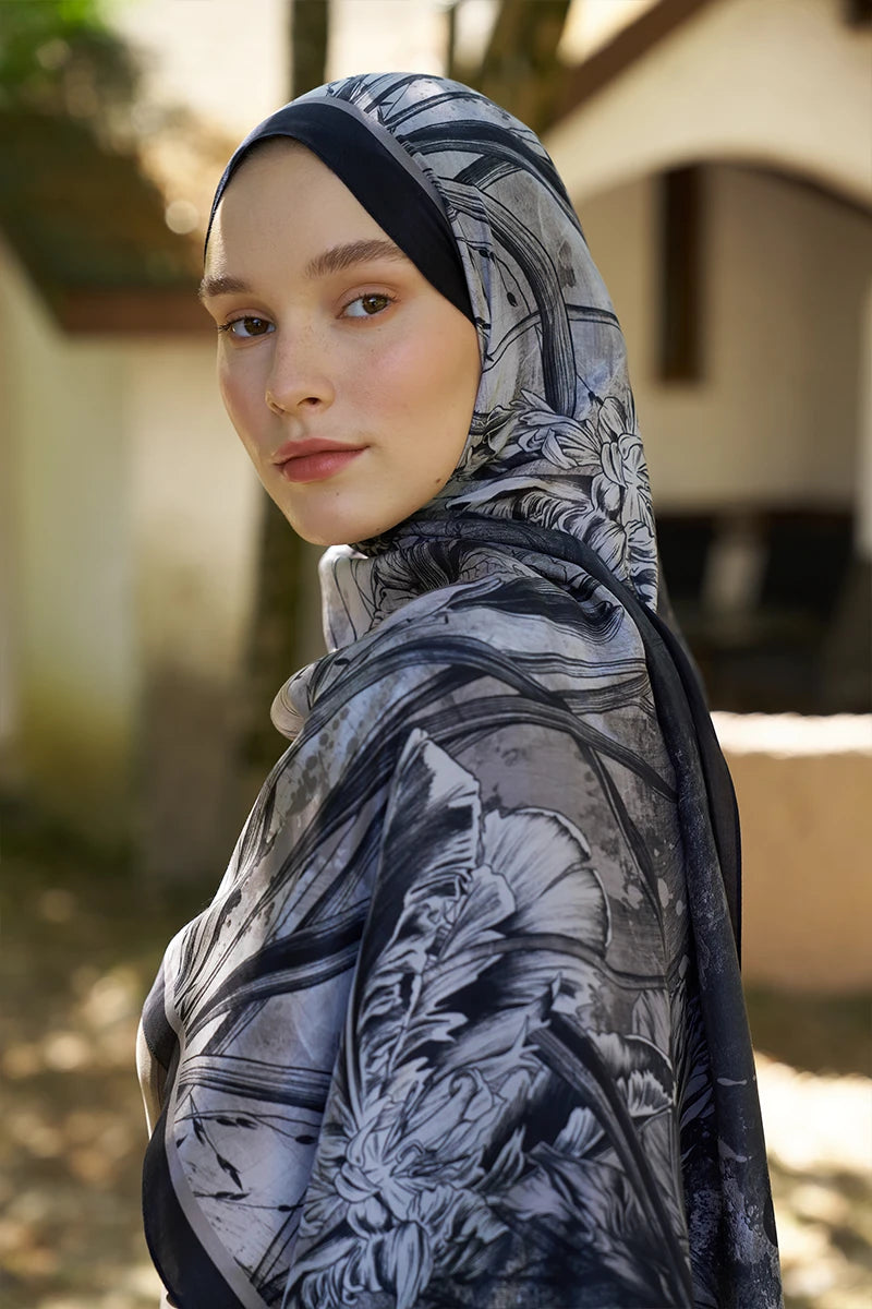 Inspired Marine Pattern Shawl - Black