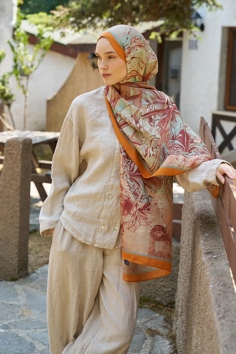 Inspired Marine Pattern Shawl - Orange