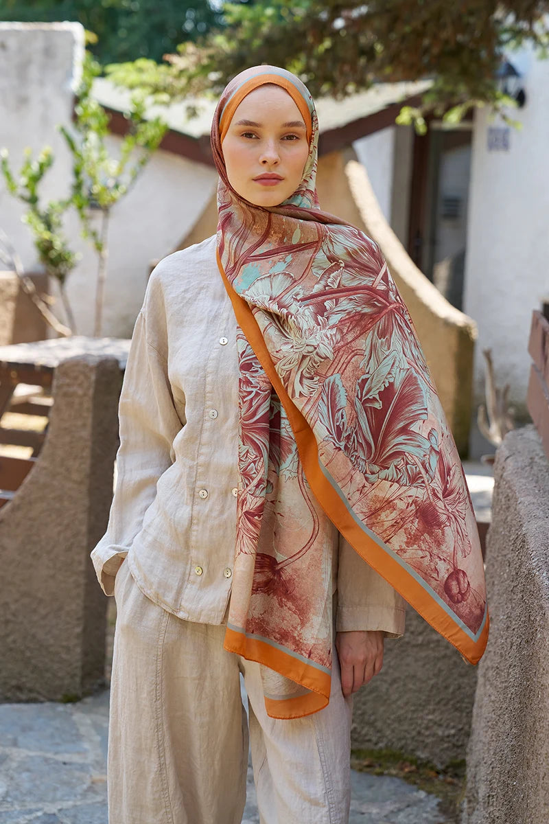 Inspired Marine Pattern Shawl - Orange